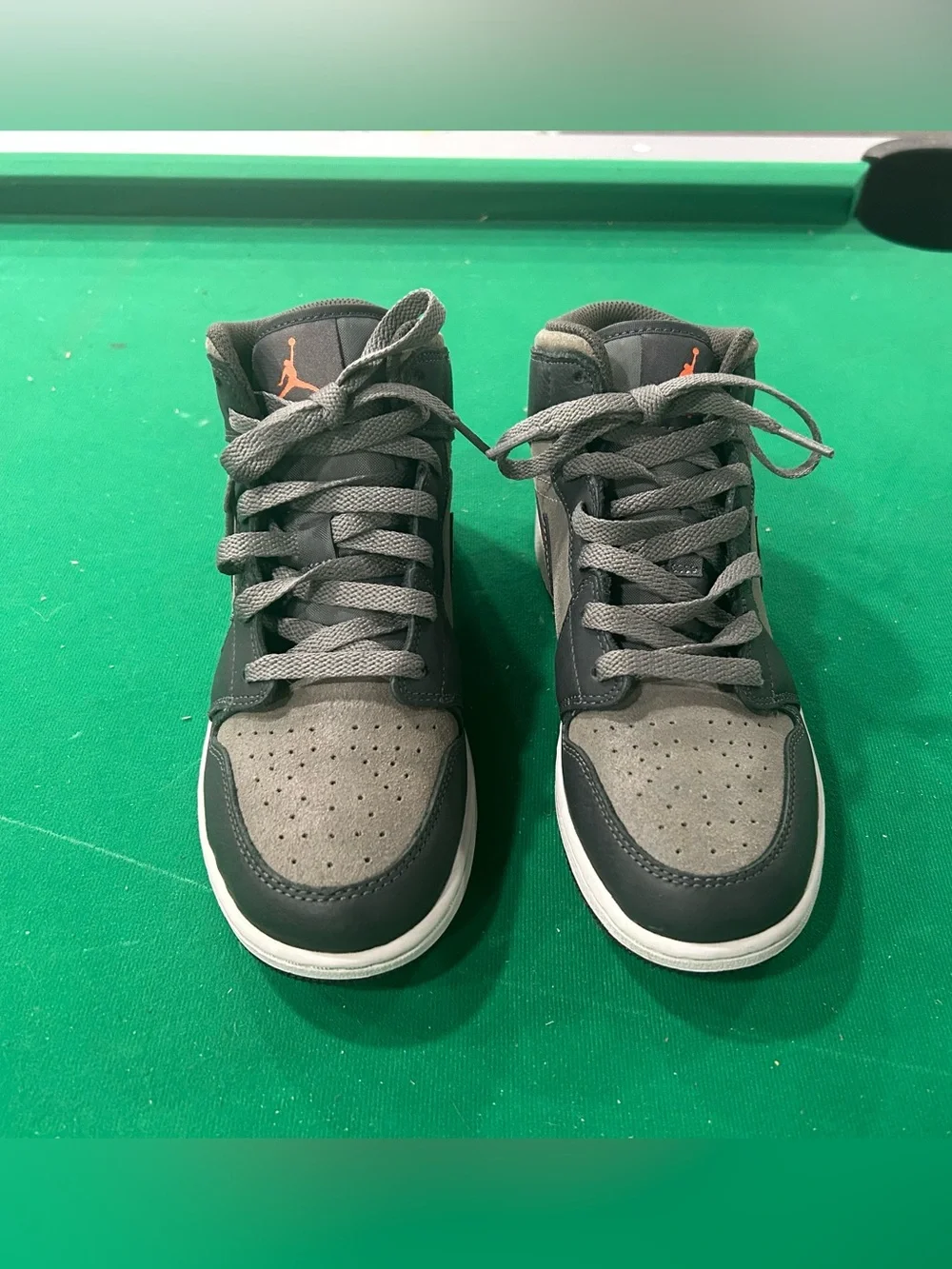 Nike Kids Grey and Orange High-Top Sneakers